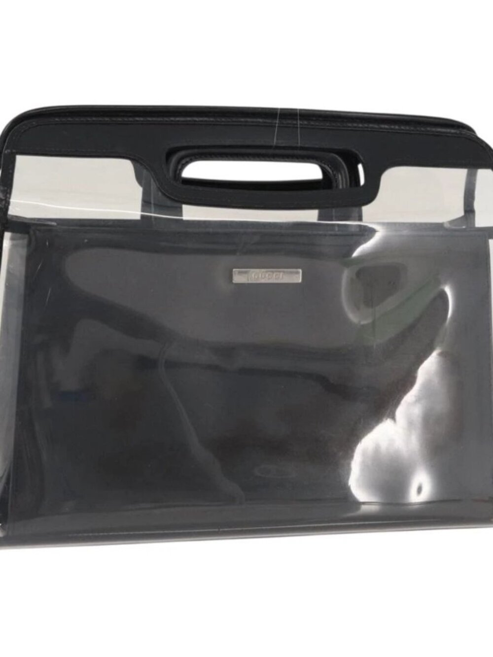 GUCCI Hand Bag Vinyl Black 000 2058 0548 5 Auth AMZ133